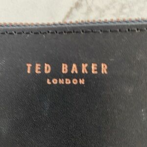 Ted Baker Embossed Leather Pouch/Clutch Black with rose gold accents